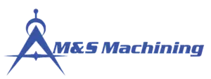 A blue and white logo for k & s machine.
